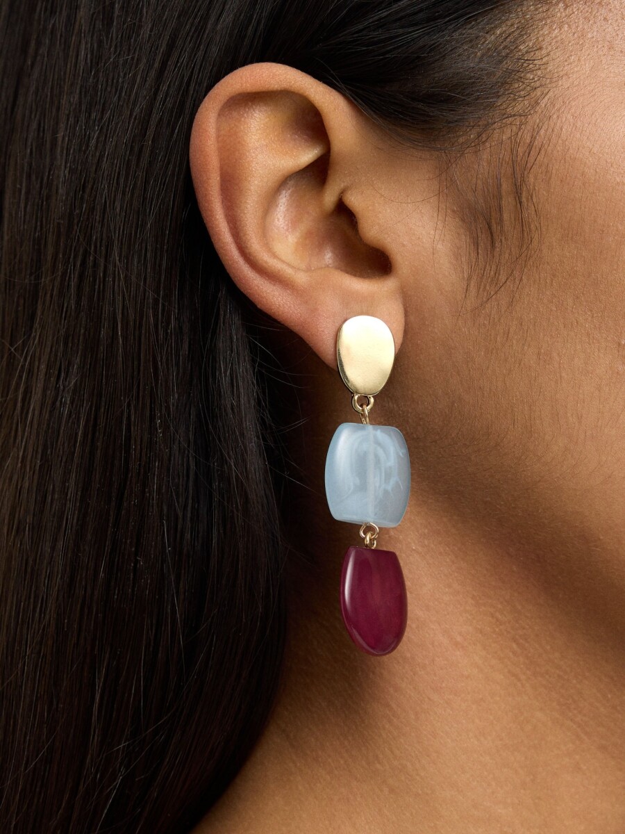 Pendientes Largos Efecto Piedra multicolor