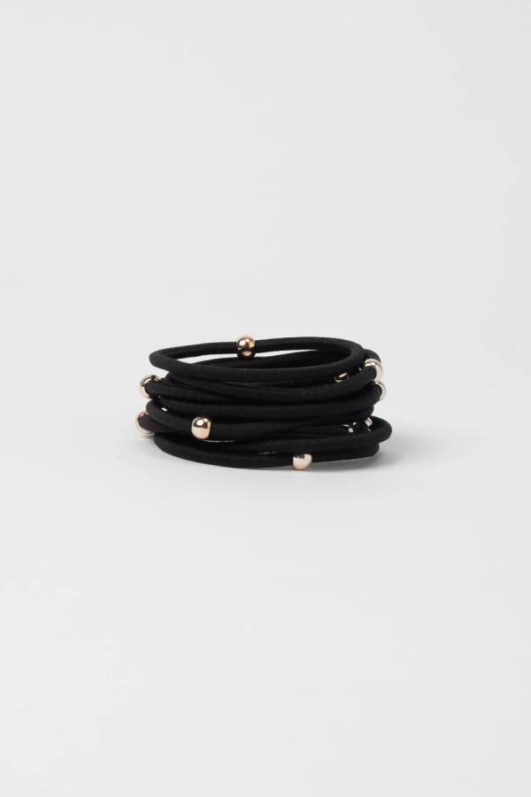 Pack x 10 gomitas con detalle dorado Negro