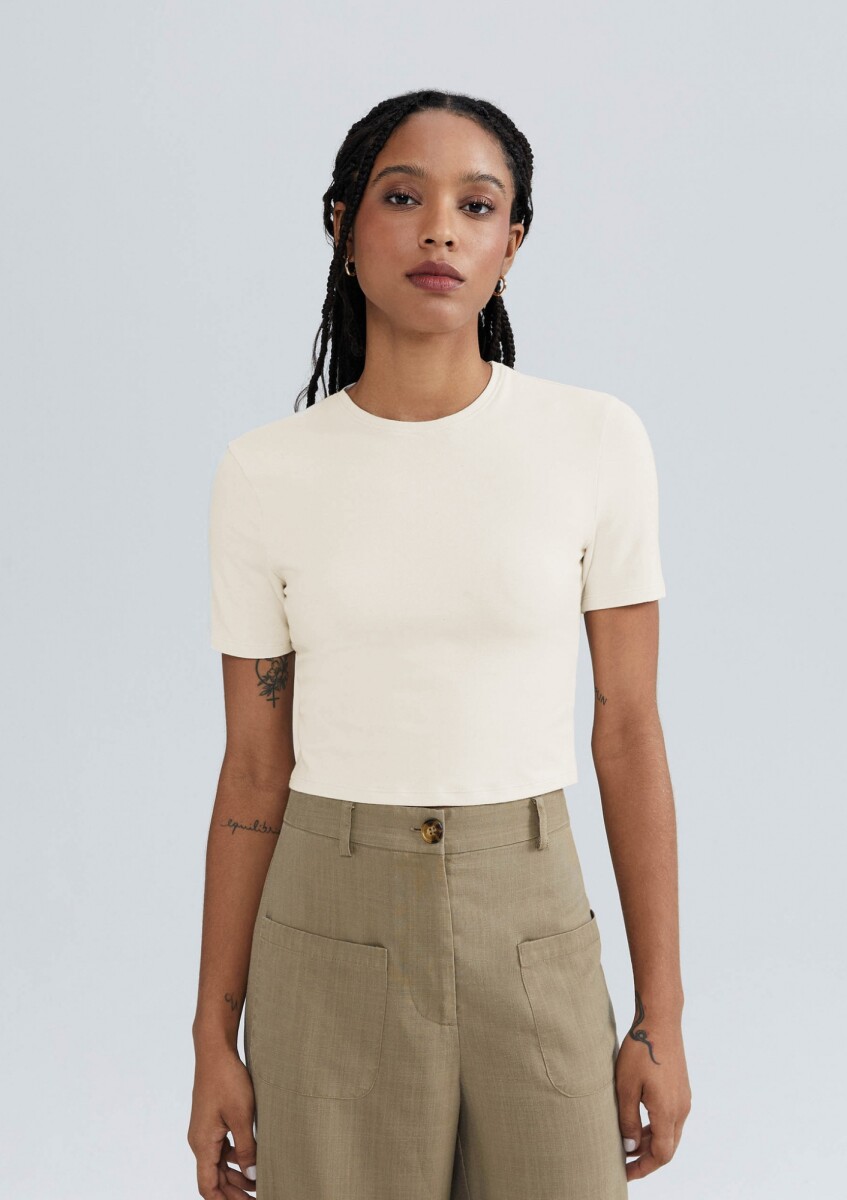 BLUSA CROPPED BÁSICA - BEIGE 