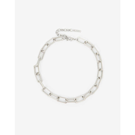 Collar Corto Metal Eslabones Plateado Rodio