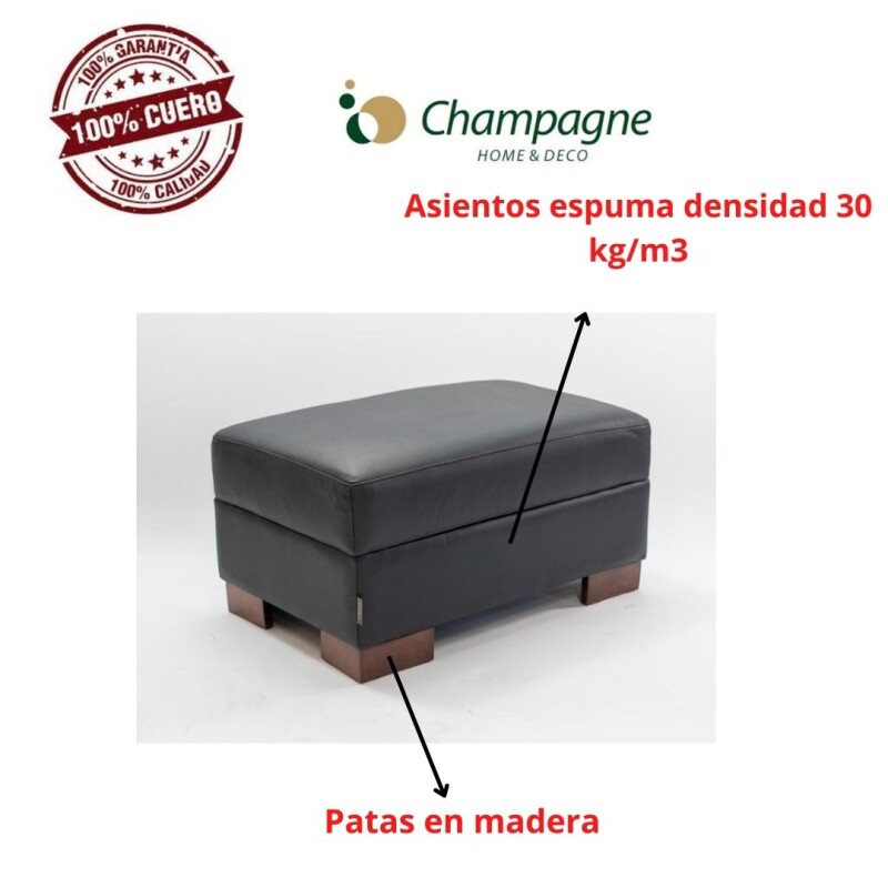 PUFF DOMINI OTTOMAN - 100% CUERO - NEGRO PUFF DOMINI OTTOMAN - 100% CUERO - NEGRO