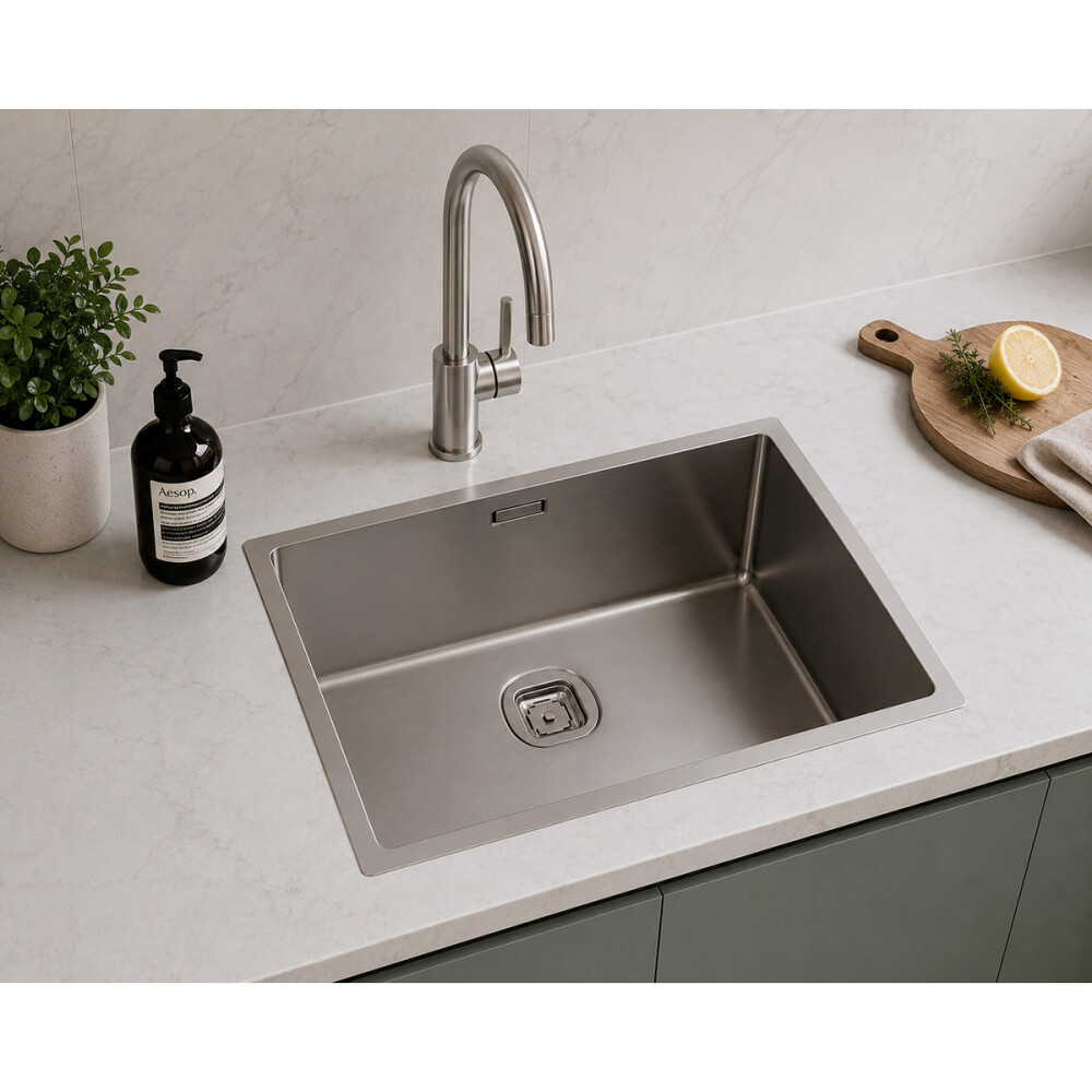 PILETA SIMPLE QUADRUM DE ACERO INOXIDABLE 304 50X40 CM TRAMONTINA Pileta Simple Quadrum De Acero Inoxidable 304 50x40 Cm Tramontina