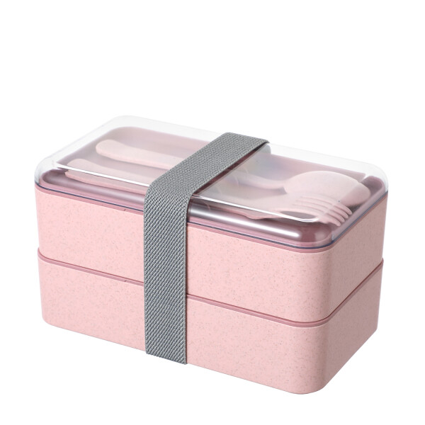 Bento box 1000ml con cubiertos rosa