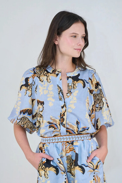 CAMISA BALLOON Celeste