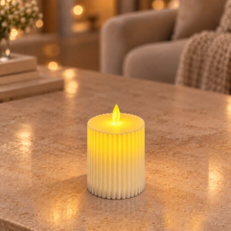Vela LED Decorativa Acanalada Pequeña – Luz Cálida 10cm x 8cm Vela LED Decorativa Acanalada Pequeña – Luz Cálida 10cm x 8cm