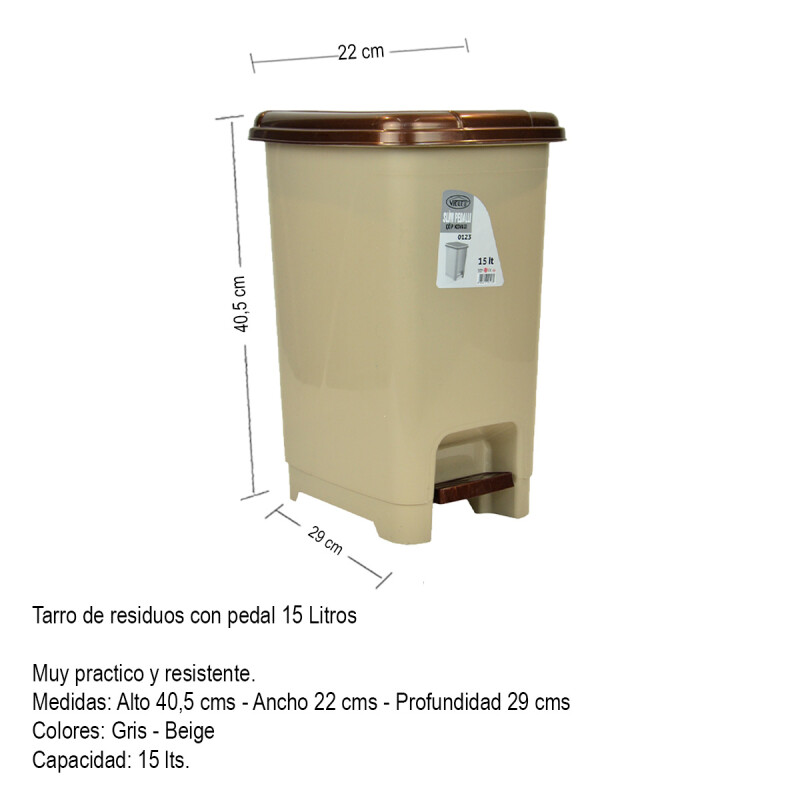 Tarro de residuos 15L con pedal BEIGE
