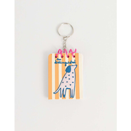 Llavero Y Charm De Libreta De Perrito Naranja Claro