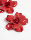 Aros Colgantes Cortos Color Aros Colgantes Cortos Flor - Rojo Medio