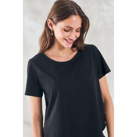 Remera Algodon Peinado Negro