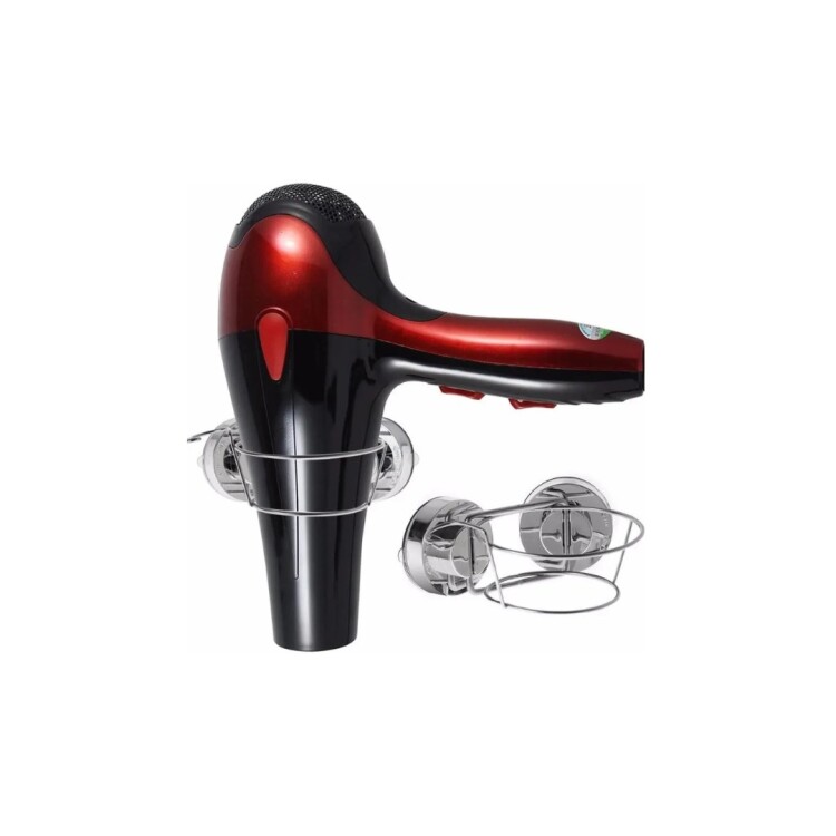 SOPORTE PARA SECADOR DE PELO CON VENTOSA PLATEADO