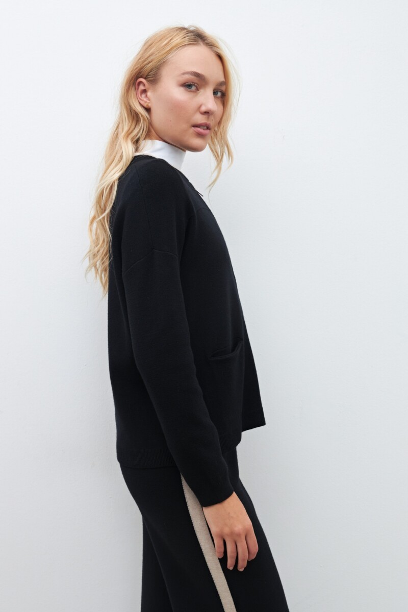 Bomber tejida con bolsillos negro
