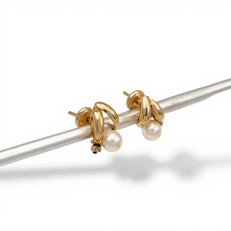 Caravanas Perlas Vintage - Oro bajo - Perla española y Zirconia- CA8270 conperla