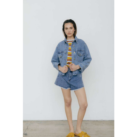 CAMPERA COURO JEAN SIMPLE Azul