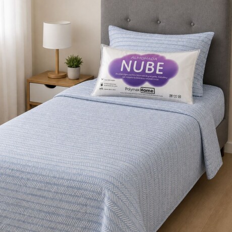 Combo Cama 1 Plaza Sábanas Celeste + 1 Almohada Nube Combo Cama 1 Plaza Sábanas Celeste + 1 Almohada Nube