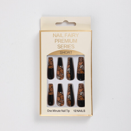 Set De Uñas Postizas Cora Punta Ballerina Animal Print