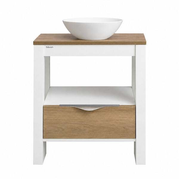 MUEBLE DE BAÑO VANITY MARRÓN CON BACHA BLANCO Mueble De Baño Vanity Marrón Con Bacha Blanco