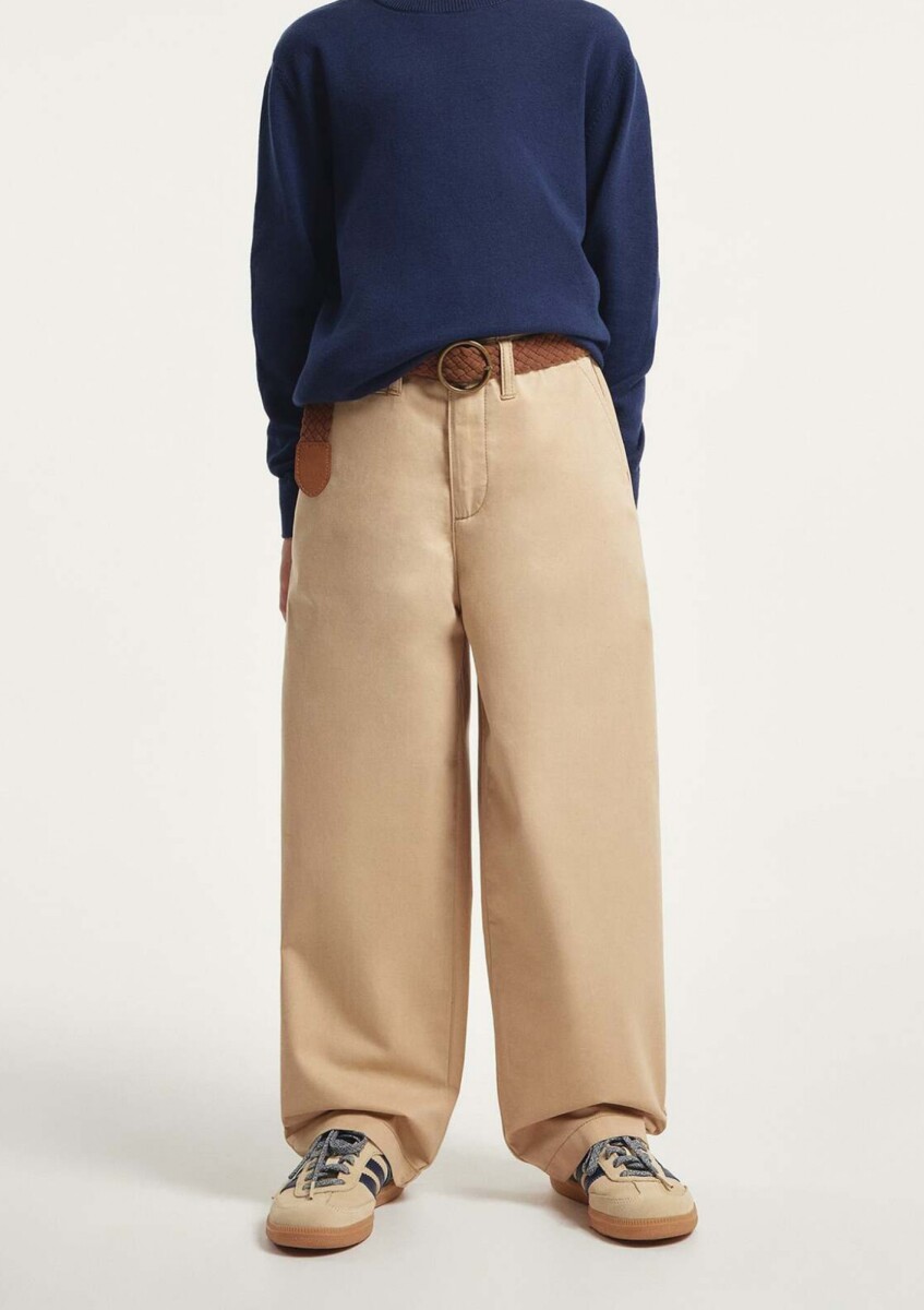 PANTALONES RECTOS DE SARGA - BEIGE 