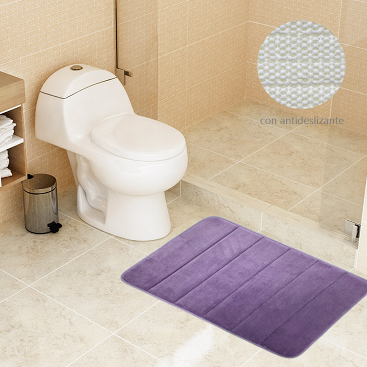 Alfombra Baño con Memoria Home Class Microfibra 43 x 61 cm - PURPURA 
