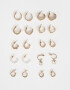 Aros Argollas Set Esmaltado Aros Argollas Sets - Dorado