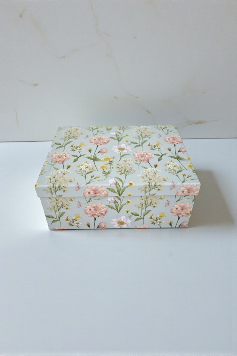 Caja rigida - flores - 18x 24,5 x 10 