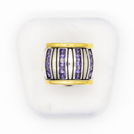 Anillo de plata 925 y double en oro 18 ktes con circonias. Anillo de plata 925 y double en oro 18 ktes con circonias.