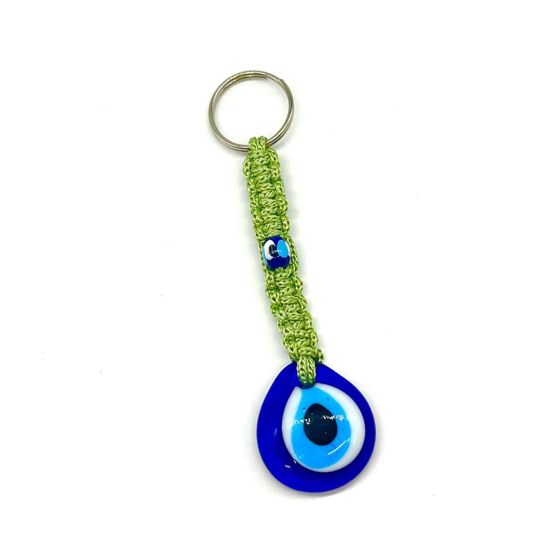 Llavero ojo turco cuerda Verde