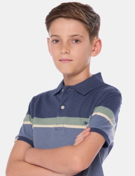REMERA POLO RAYADA Azul
