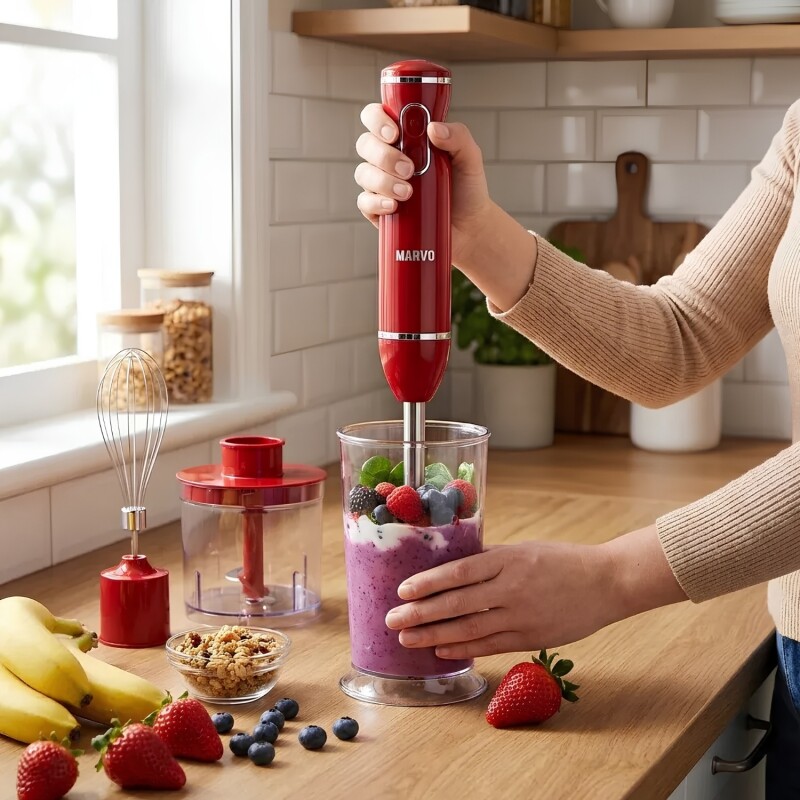Mixer Marvo Acero Inoxidable 2 Velocidades C/ Accesorios Rojo Mixer Marvo Acero Inoxidable 2 Velocidades C/ Accesorios Rojo