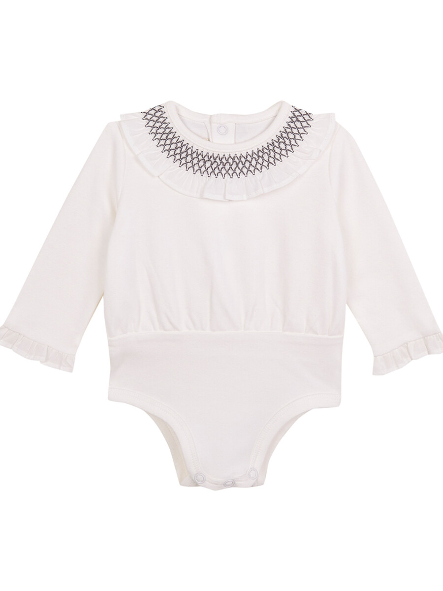 Body Manga Larga Cuell Blanco Roto