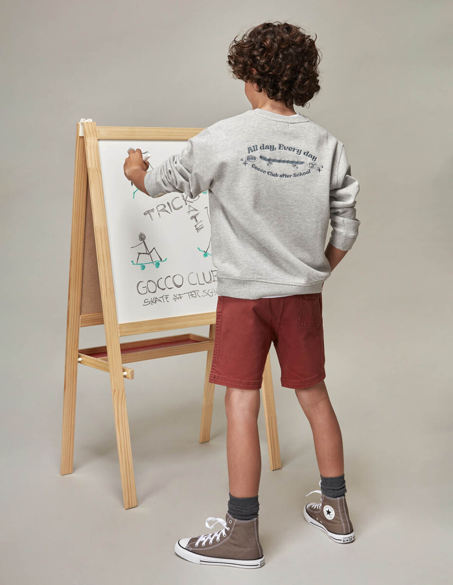 Sudadera Bordado Skate - Gris Medio Melange 