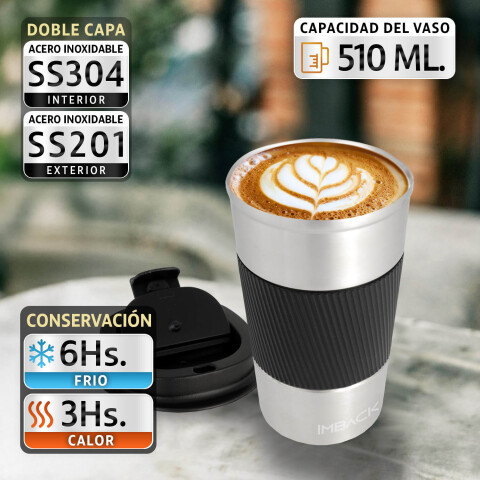 Vaso Termico Cafe Doble Capa 510ml Con Tapa Acero Inoxidable Vaso Termico Cafe Doble Capa 510ml Con Tapa Acero Inoxidable