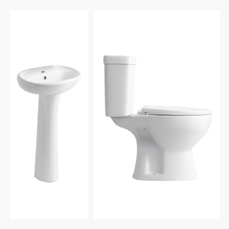 Juego Loza Completo Con Pedestal Y Bacha BLANCO