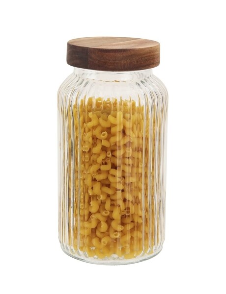 RECIPIENTE VIDRIO LABRADO C/TAPA MADERA 1500ML 11X11X22CM RECIPIENTE VIDRIO LABRADO C/TAPA MADERA 1500ML 11X11X22CM
