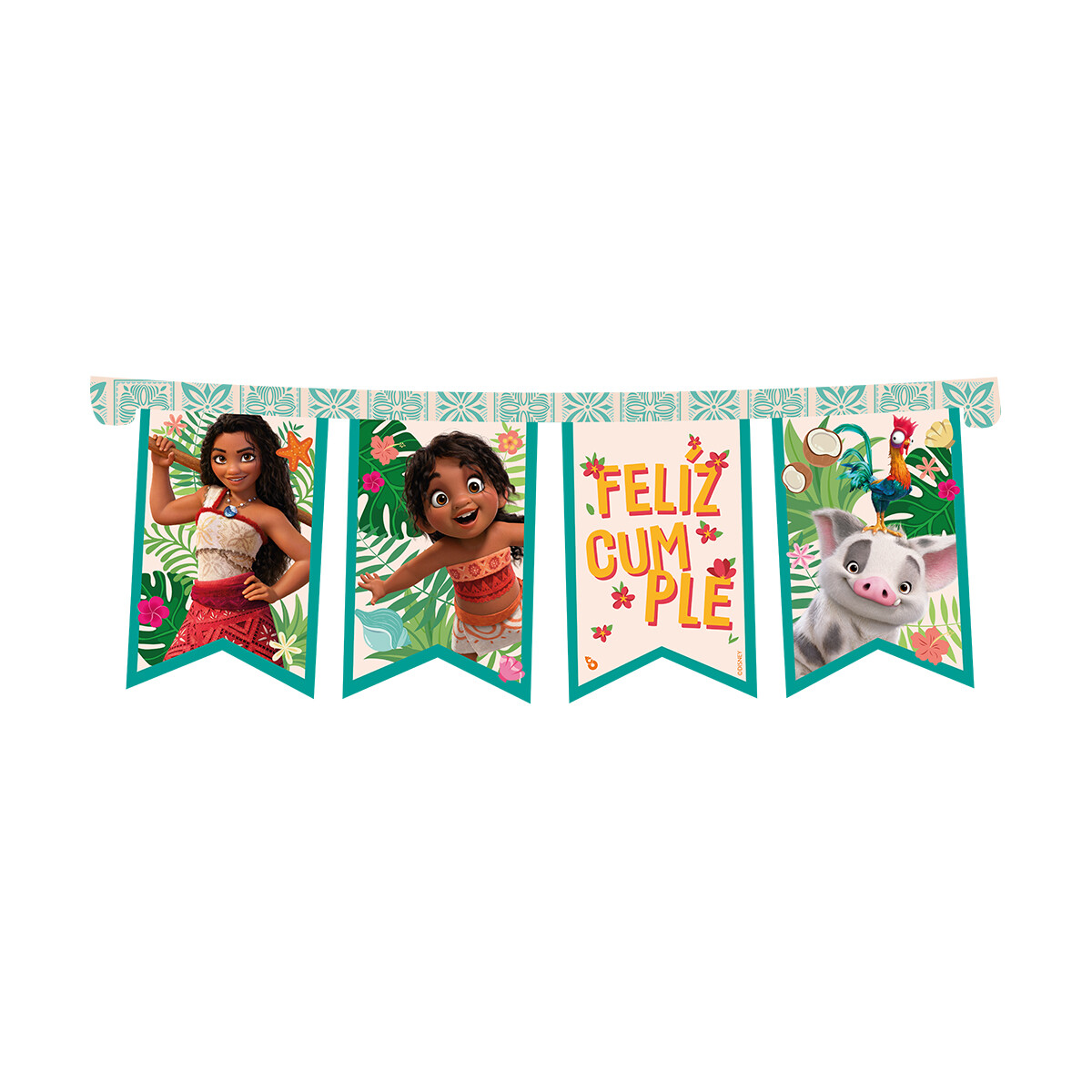 Cotillón Banderín Cartel Feliz Cumple Moana 150 cm 