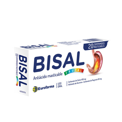 Bisal frutal antiácido x20 comprimidos masticables Bisal frutal antiácido x20 comprimidos masticables