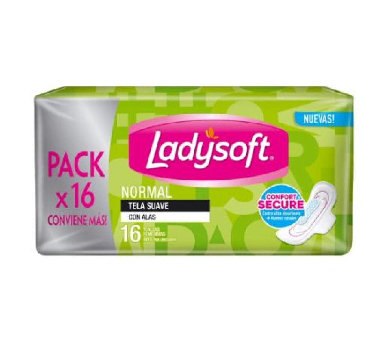 LADYSOFT TOALLITAS NORMAL CON ALAS 16 UNIDADES 