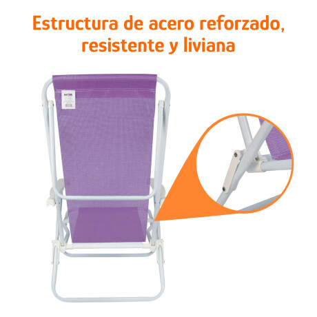 Kit 2 Reposeras Reclinables 8 Posiciones Acero Mor Sannet Lila