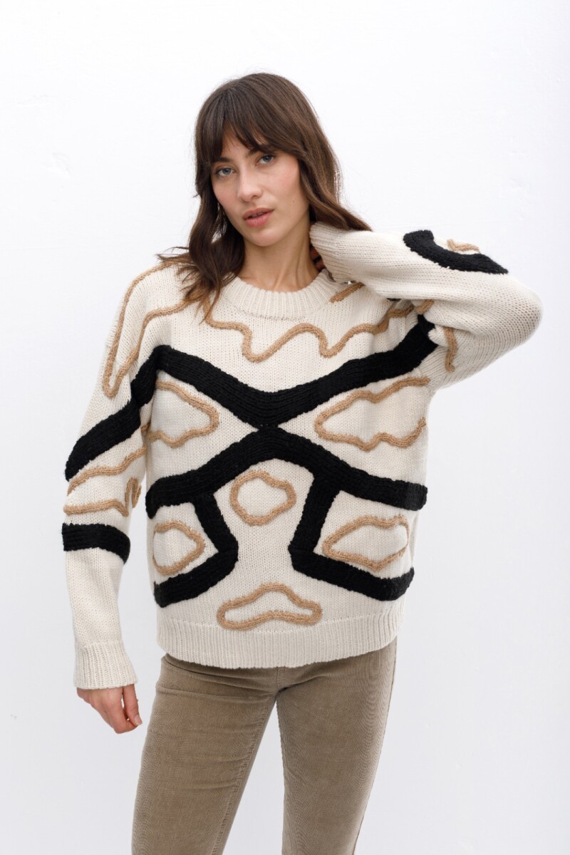 Sweater Besco - Crudo/Camel/Negro 