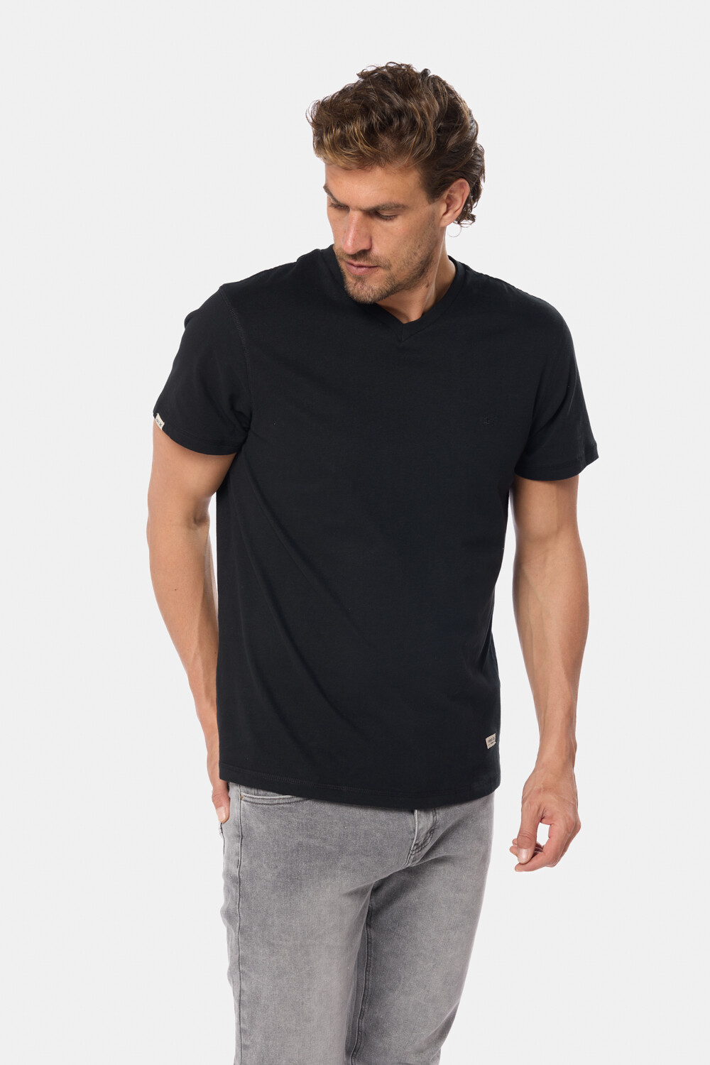 REMERA LISA ESCOTE V Negro