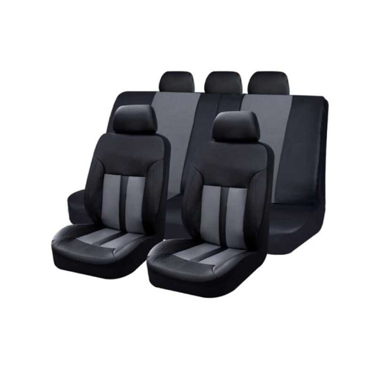 Cubreasiento De Eco Cuero - Negro Con Franjas Grises 