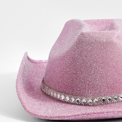 Gorro Cowboy Brilloso Rosa