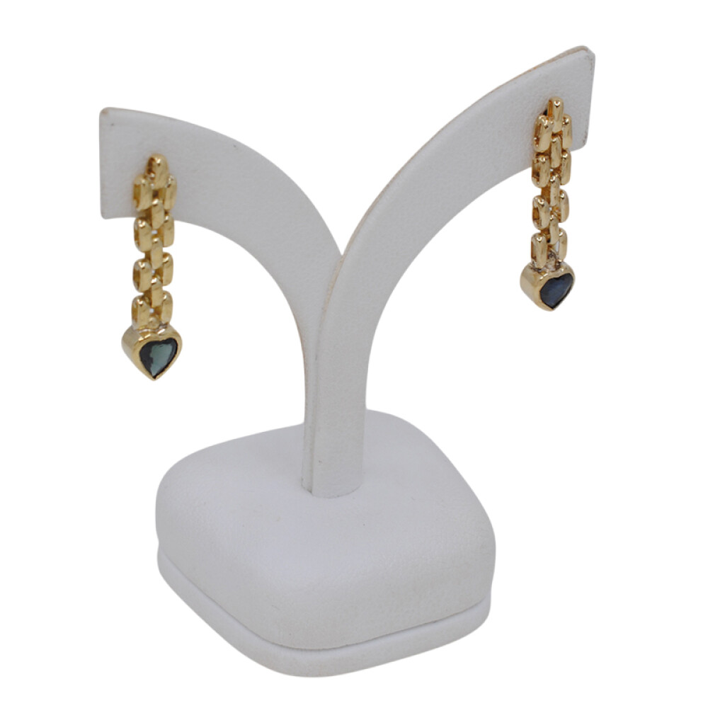 Caravanas en oro 18k amarillo y zafiros con forma de corazón Caravanas en oro 18k amarillo y zafiros con forma de corazón