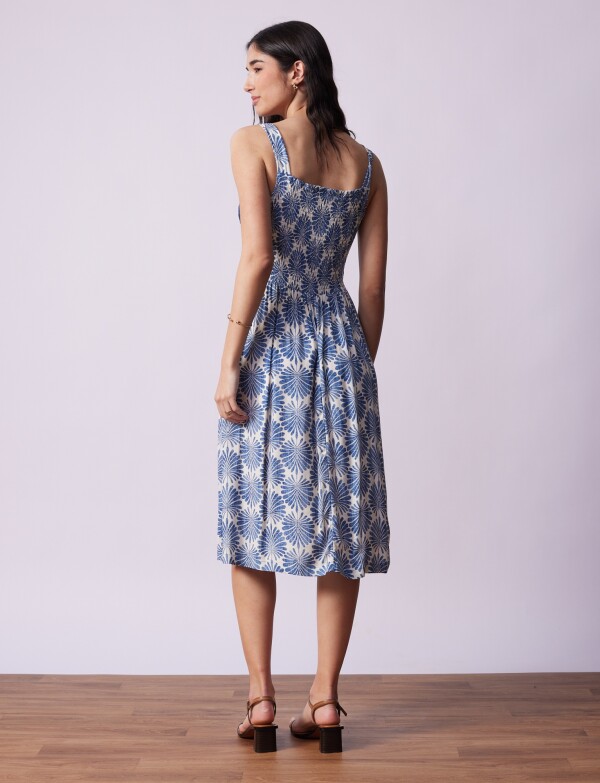 Vestido Detalle Crochet AZUL/BLANCO