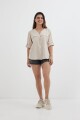 Camisa mangas 3/4 escote en V BEIGE