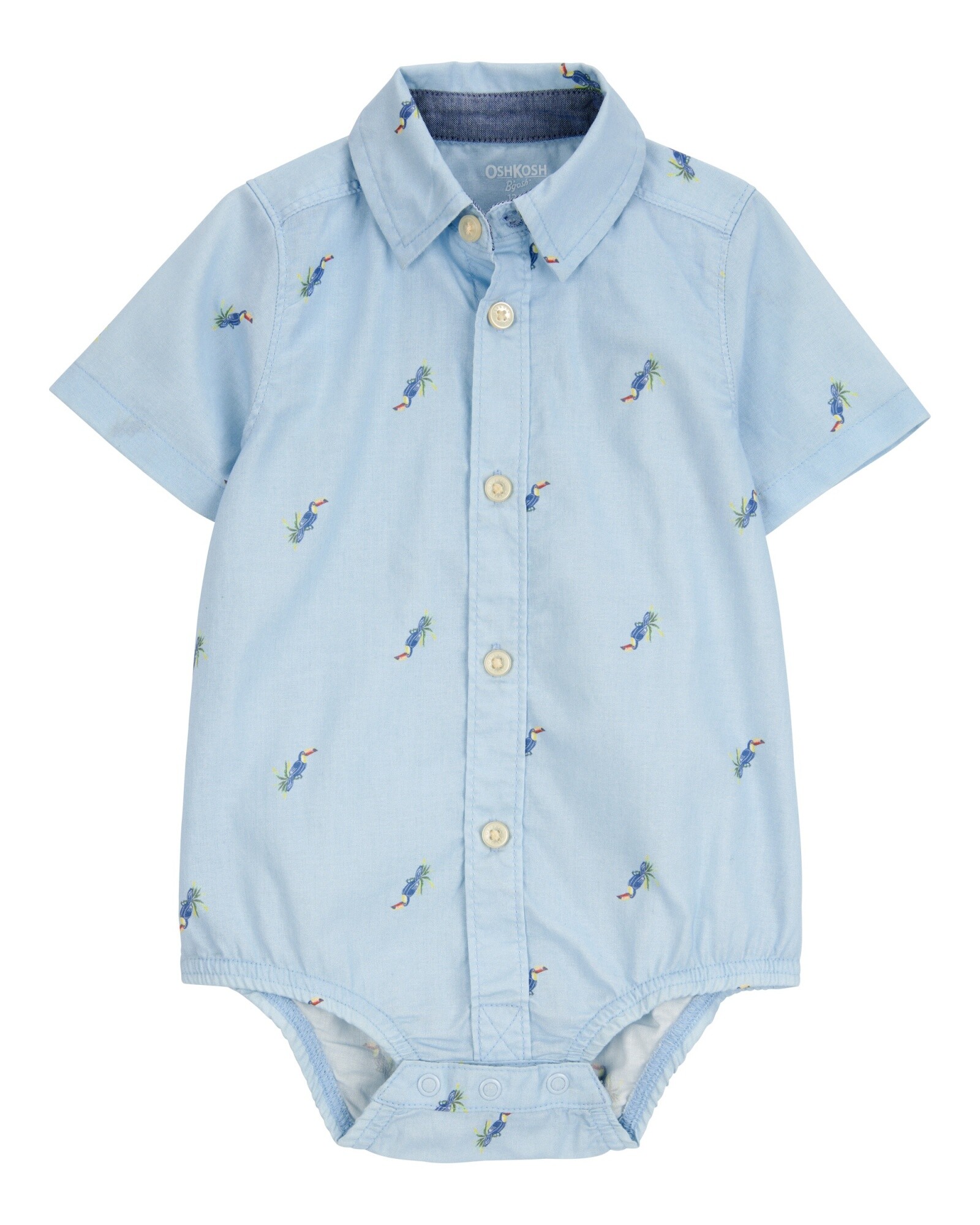 Body tipo camisa, de algodón, diseño tucán Sin color