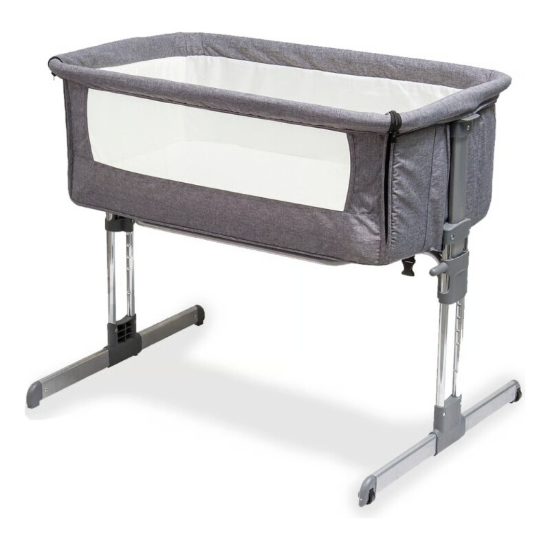 Cuna Mecedora Para Bebe Colecho Moises Con Ruedas Ajustable Gris