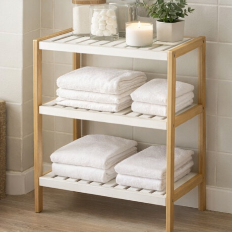Estantería bambú de 3 estantes - 29x50x81cm Blanco