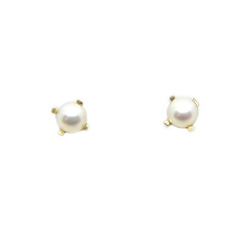 Caravanas en Oro 18 Kilates Con Perla de Cultivo 4.5 a 5mm Engarce 4 Puntas Caravanas en Oro 18 Kilates Con Perla de Cultivo 4.5 a 5mm Engarce 4 Puntas