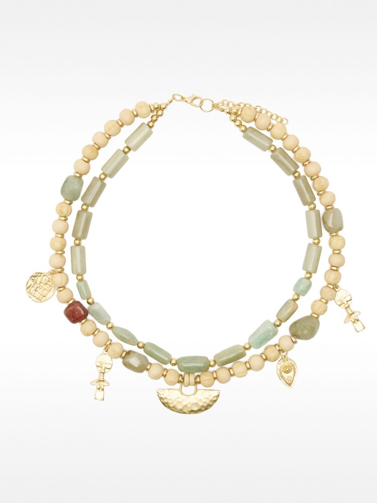Collar Doble Con Piedras multicolor