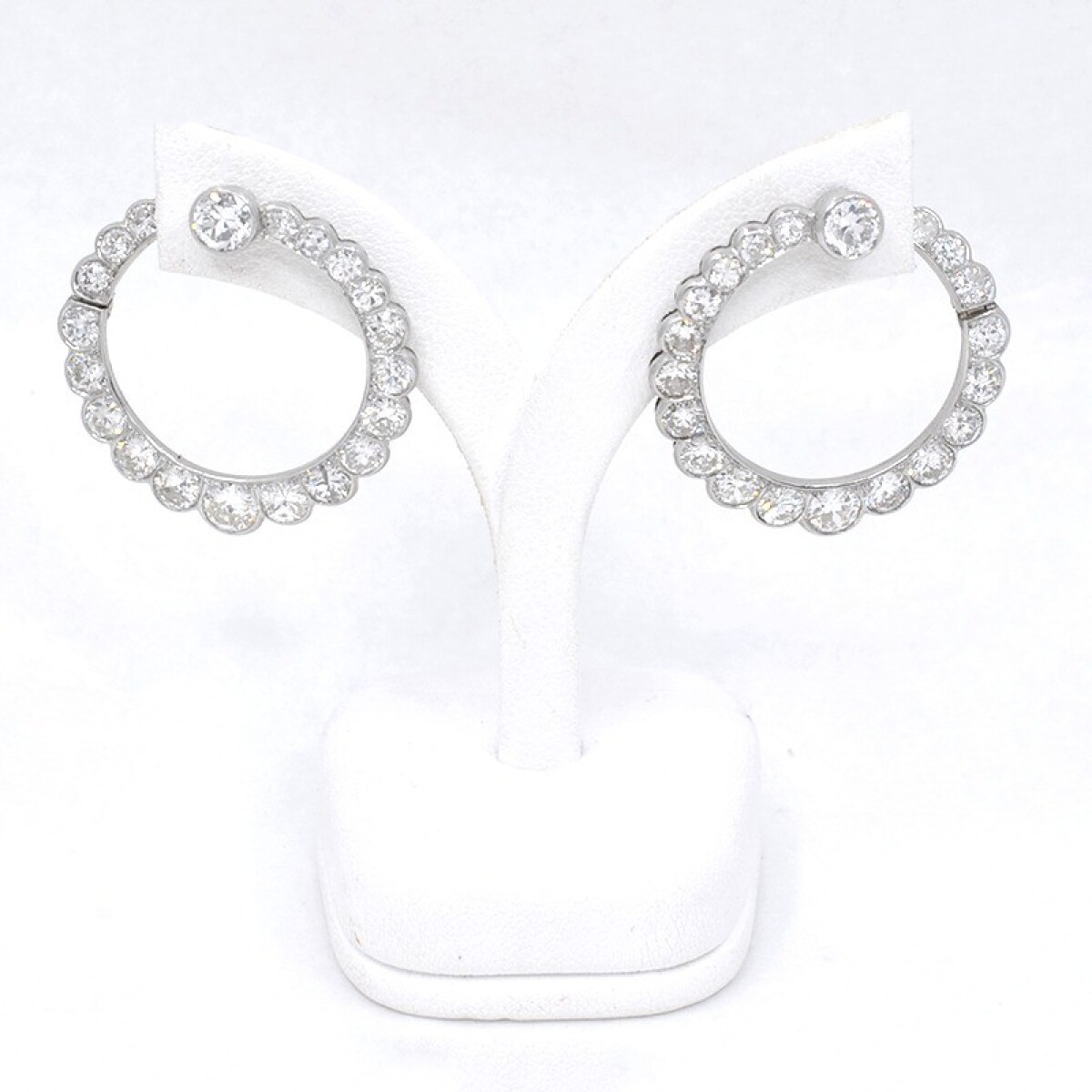 Antiguo Par De Caravanas En Platino Y Diamantes 6 Ct 1930-1950'S 